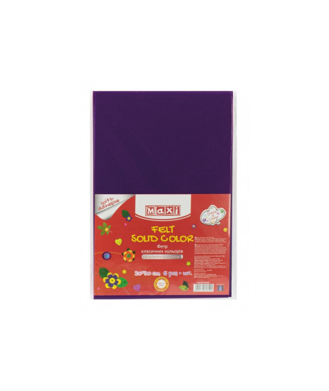 Fetru autoadeziv, 20x30cm, 180g/m2, violet, 5 foi, MAXI